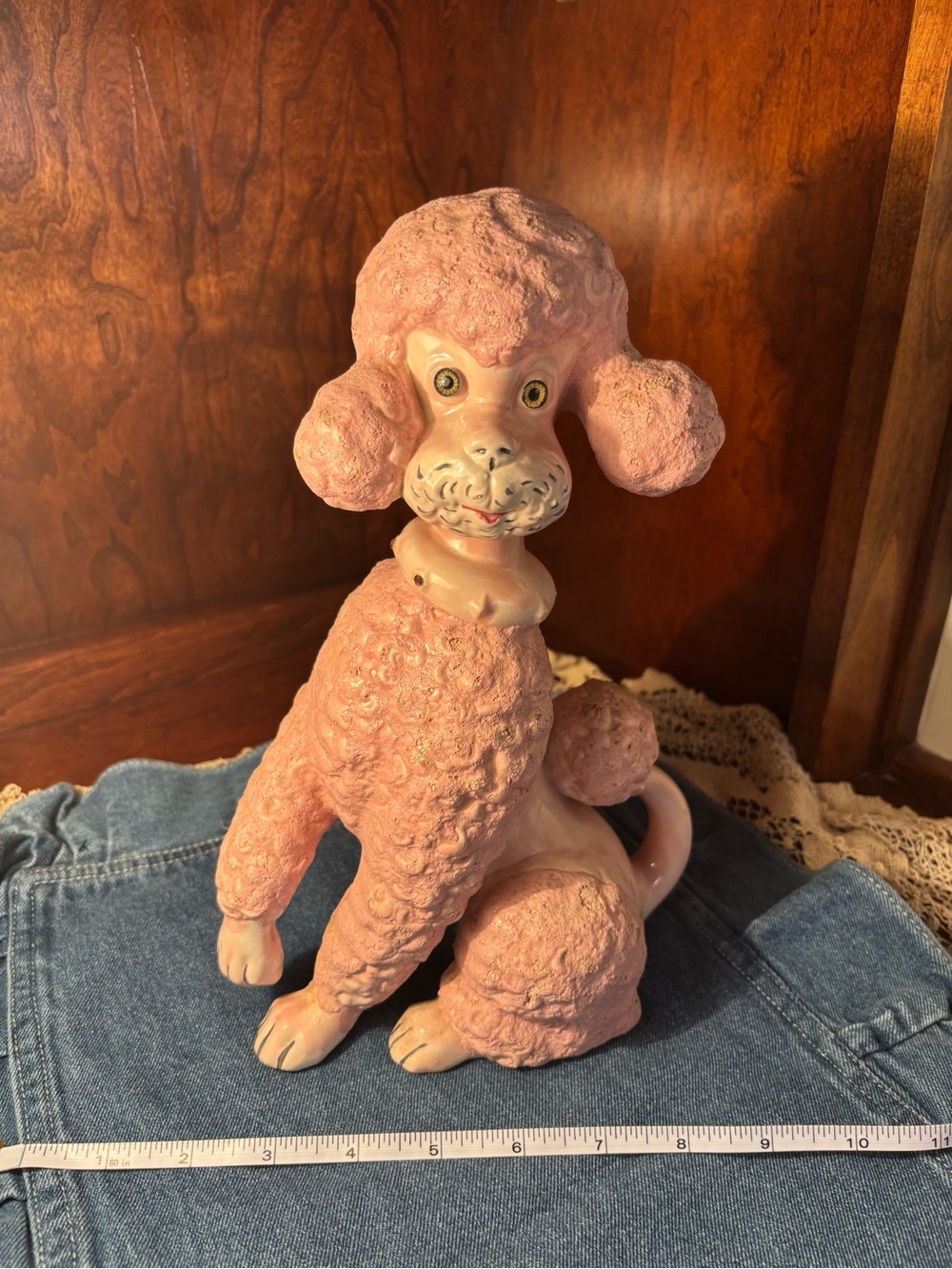 Vintage Pink Ceramic Poodle Figurine